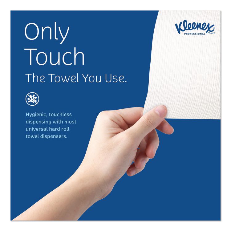 Hard Roll Paper Towels with Premium Absorbency Pockets with Colored Core, Blue Core, 1-Ply, 7.5" x 700 ft, White, 6 Rolls/CT