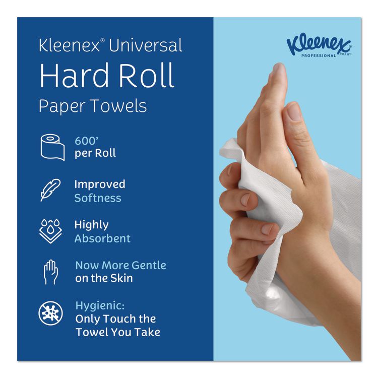 Universal Hard Roll Paper Towels with Premium Absorbency Pockets, 1-Ply, 8" x 600 ft, 1.75" Core, White, 6 Rolls/Carton