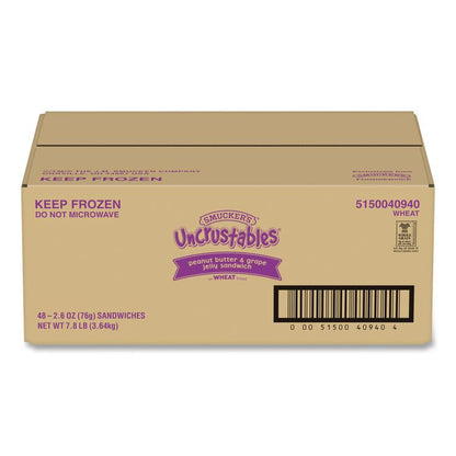 UNCRUSTABLES Peanut Butter and Grape Jelly on Wheat Bread, 2.6 oz Bag, 48/Carton