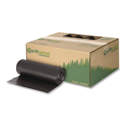 Linear Low Density Recycled Can Liners, 10 gal, 0.85 mil, 24" x 23", Black, 25 Bags/Roll, 20 Rolls/Carton