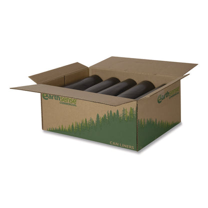 Linear Low Density Recycled Can Liners, 33 Gallon, 1.25 mil, 33" x 39", Black, 10 Bags/Roll, 10 Rolls/Carton