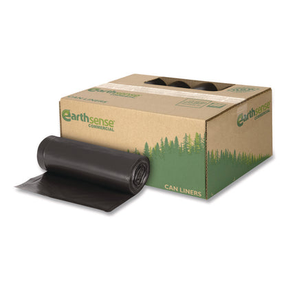 Linear Low Density Recycled Can Liners, 45 gal, 2 mil, 40" x 46", Black, 10 Bags/Roll, 10 Rolls/Carton