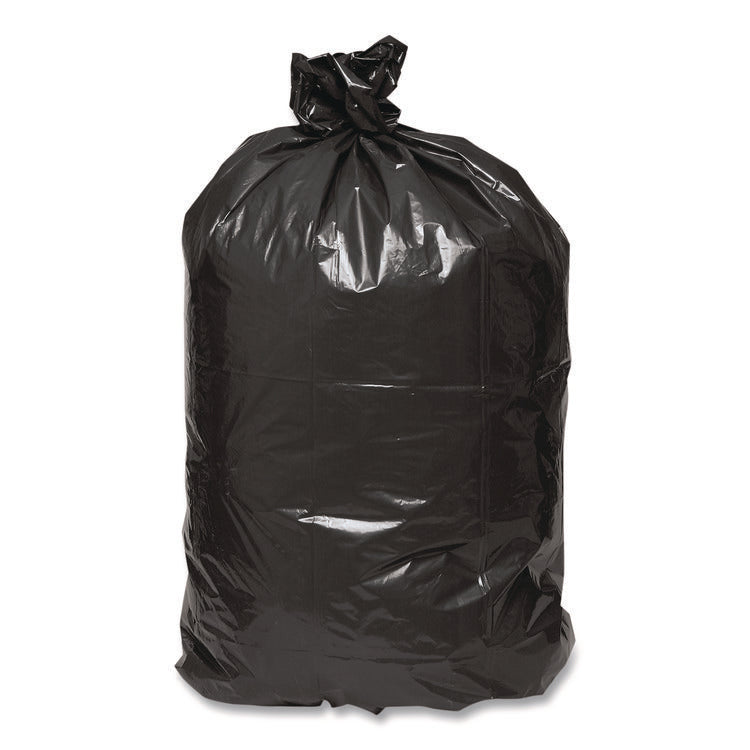 Linear Low Density Recycled Can Liners, 60 Gallon, 1.65 mil, 38" x 58", Black, 10 Bags/Roll, 10 Rolls/Carton