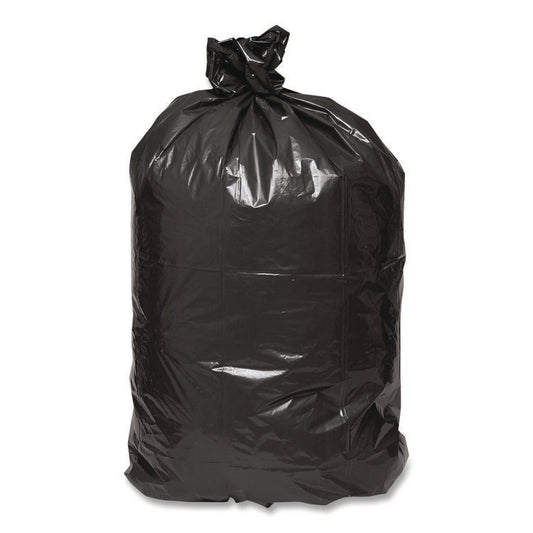 Linear Low Density Recycled Can Liners, 60 Gallon, 1.65 mil, 38" x 58", Black, 10 Bags/Roll, 10 Rolls/Carton