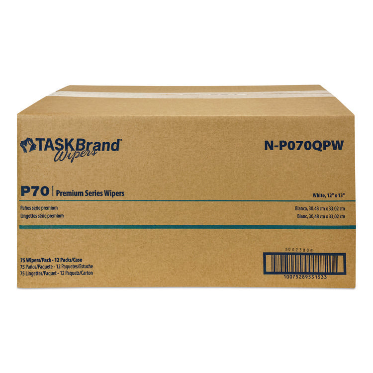 TASKBrand P70 Series Premium Wiper, 11 x 13, Unscented, 75/Pack, 12 Packs/Carton