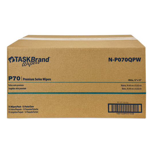 TASKBrand P70 Series Premium Wiper, 11 x 13, Unscented, 75/Pack, 12 Packs/Carton