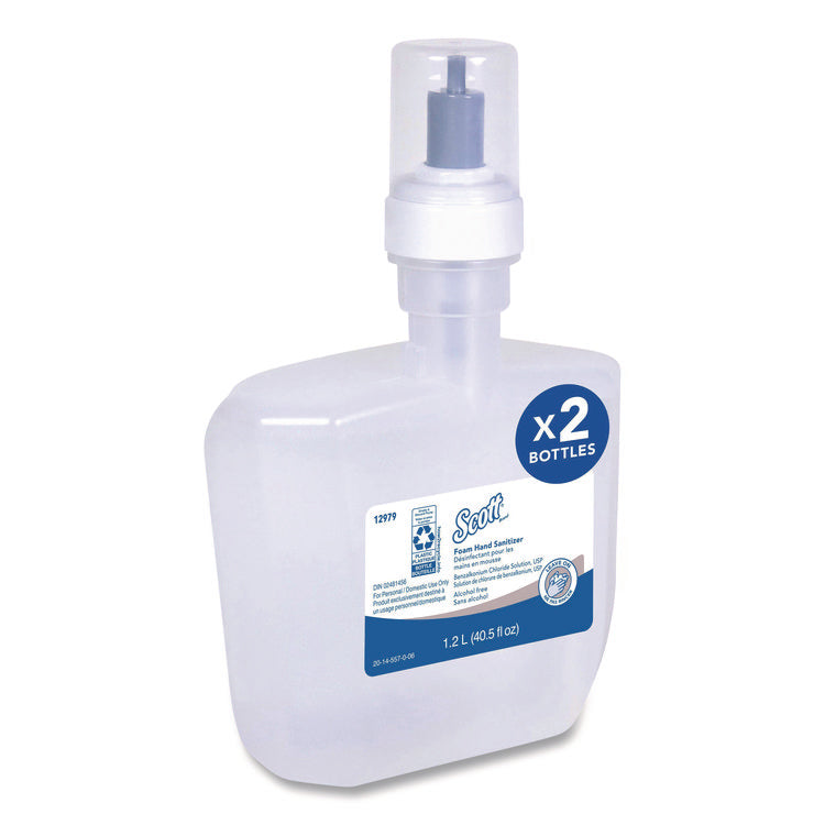 Essential Alcohol-Free Foam Hand Sanitizer, 1,200 mL Cassette, Unscented, 2/Carton