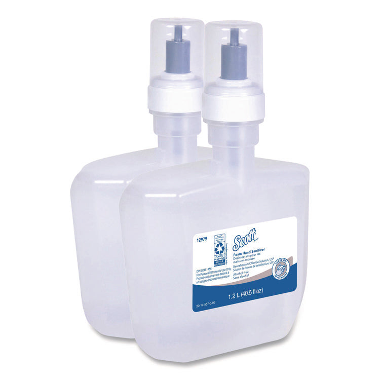 Essential Alcohol-Free Foam Hand Sanitizer, 1,200 mL Cassette, Unscented, 2/Carton