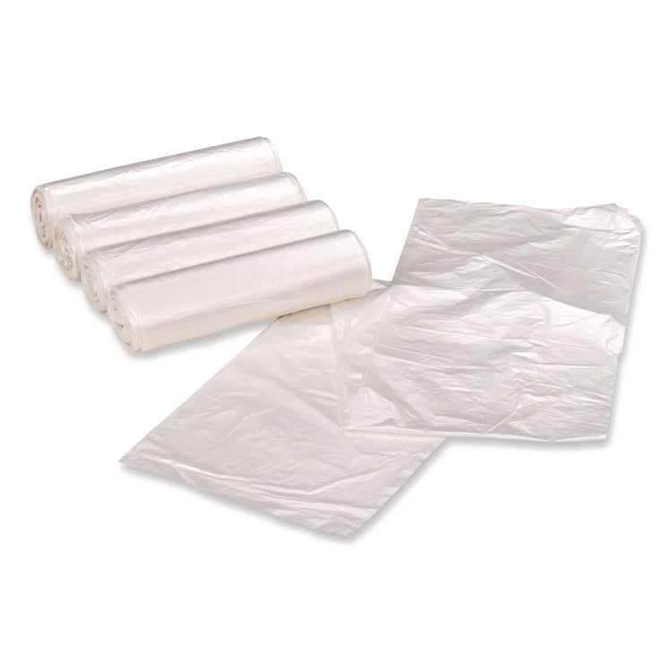 Linear Low Density Clear Recycled Can Liners, 60 gal, 1.5 mil, 38" x 58", Clear, 10 Bags/Roll, 10 Rolls/Carton