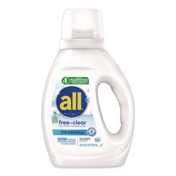 Free Clear HE Laundry Detergent, 24 Loads, Unscented, 30 oz Bottle, 6/Carton