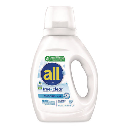 Free Clear HE Laundry Detergent, 24 Loads, Unscented, 30 oz Bottle, 6/Carton