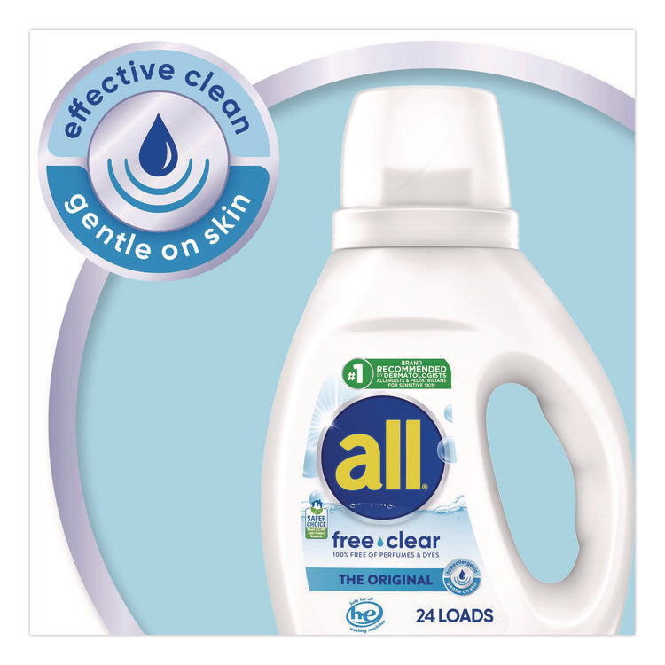 Free Clear HE Laundry Detergent, 24 Loads, Unscented, 30 oz Bottle, 6/Carton