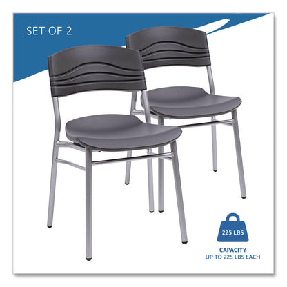 CafeWorks Chair, Supports Up to 225 lb, 18" Seat Height, Graphite Seat/Back, Silver Base, 2/Carton