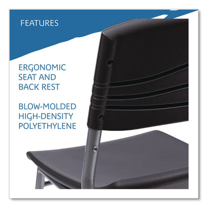 CafeWorks Chair, Supports Up to 225 lb, 18" Seat Height, Graphite Seat/Back, Silver Base, 2/Carton