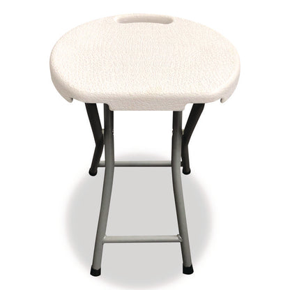 Rough n Ready Folding Stool, Backless, Supports Up to 300 lb, 18" Seat Height, White Seat, Charcoal Base, 4/Carton