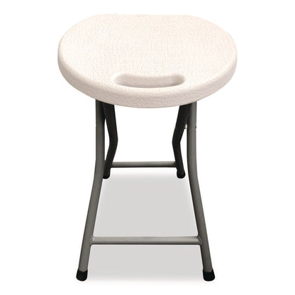 Rough n Ready Folding Stool, Backless, Supports Up to 300 lb, 18" Seat Height, White Seat, Charcoal Base, 4/Carton