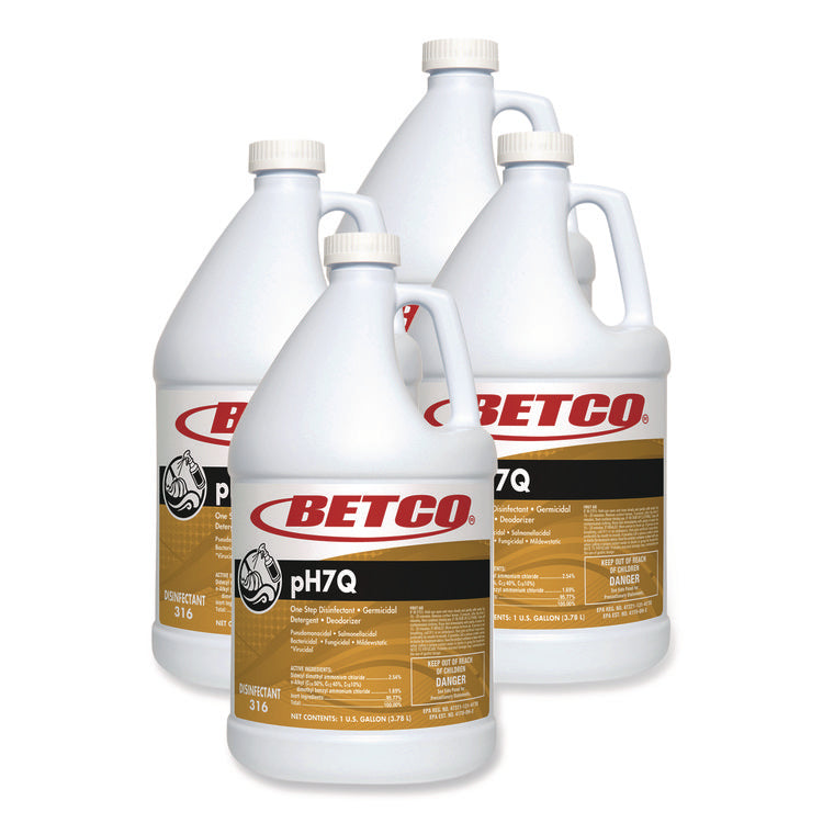 pH7Q Neutral Disinfectant, Lemon Scent, 1 gal Bottle, 4/Carton