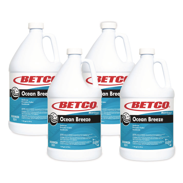 BestScent Ocean Breeze Deodorizer, Ocean Breeze, 1 gal Bottle, 4/Carton