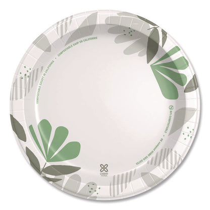 Pathways Soak Proof Shield Heavyweight Paper Plates, WiseSize, 10.13" dia, Green/Burgundy, 500/Carton