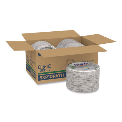 Pathways Soak Proof Shield Heavyweight Paper Plates, 10.13" dia, Green/Burgundy, 125/Pack