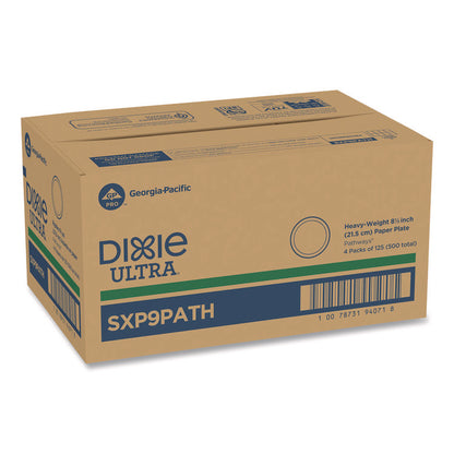 Pathways Soak Proof Shield Heavyweight Paper Plates, WiseSize, 8.5" dia, Green/Burgundy, 500/Carton
