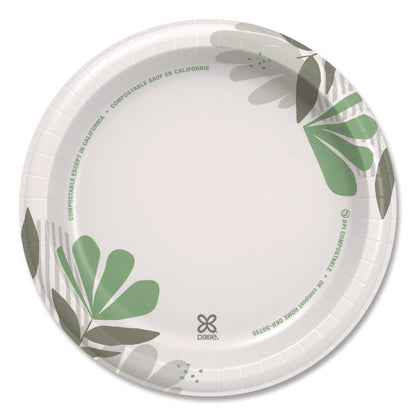 Pathways Soak-Proof Shield Mediumweight Paper Plates, WiseSize, 8.5" dia, Green/Burgundy, 125/Pack