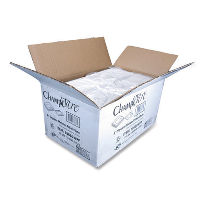ChampWare Molded Fiber Tableware, Square Molded Fiber Plate, 8" x 8", White, 125 Plates/Sleeve, 4 Sleeves/Carton