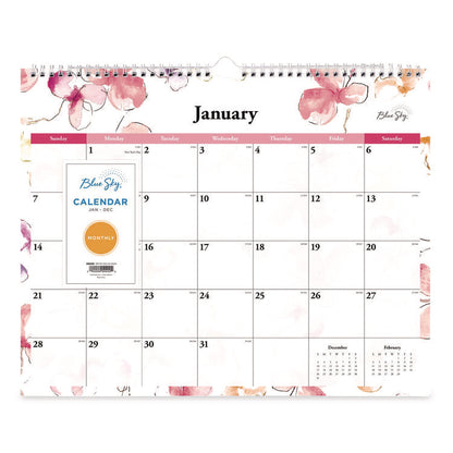 Lindley Monthly Wall Calendar, Floral Artwork, 15 x 12, White/Pink/Red Sheets, 12-Month (Jan to Dec): 2026