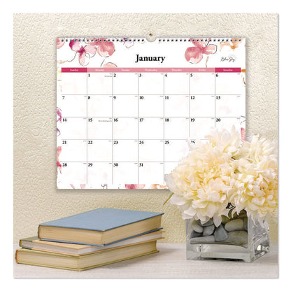 Lindley Monthly Wall Calendar, Floral Artwork, 15 x 12, White/Pink/Red Sheets, 12-Month (Jan to Dec): 2026