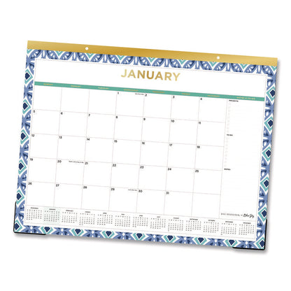 Tile Monthly Desk Pad Calendar, Geometric Artwork, 22 x 17, White/Blue/Green Sheets, 12-Month (Jan to Dec): 2026