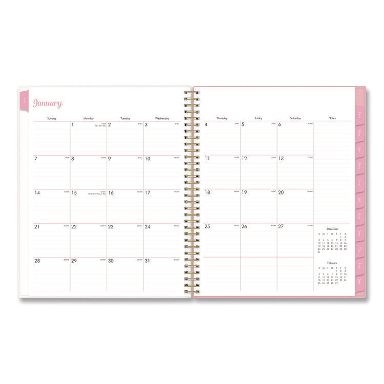 Mimi Pink Weekly/Monthly Planner, Floral Artwork, 11 x 8.5, Pink/Blue/Rose Cover, 12-Month (Jan to Dec): 2026