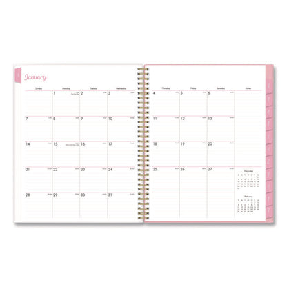 Mimi Pink Weekly/Monthly Planner, Floral Artwork, 11 x 8.5, Pink/Blue/Rose Cover, 12-Month (Jan to Dec): 2026