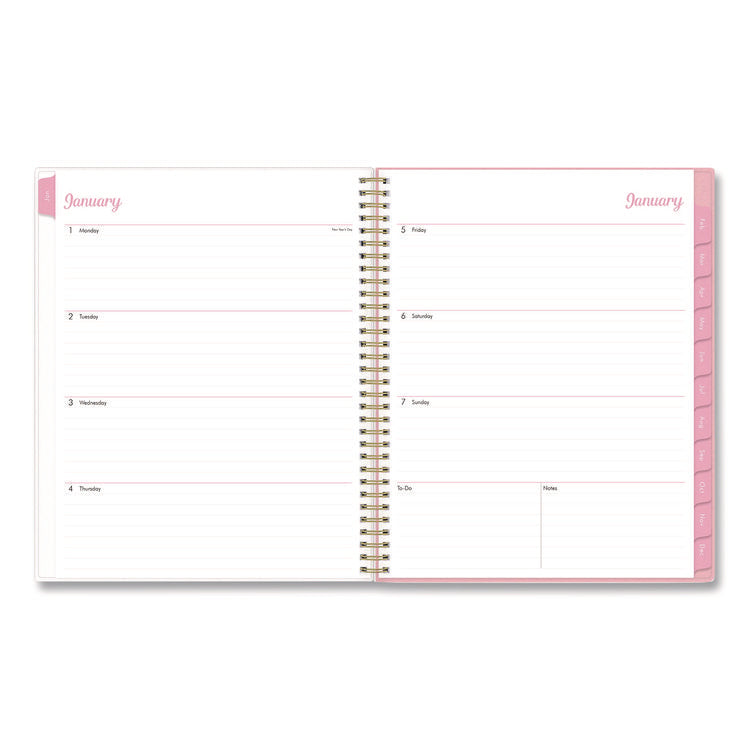 Mimi Pink Weekly/Monthly Planner, Floral Artwork, 11 x 8.5, Pink/Blue/Rose Cover, 12-Month (Jan to Dec): 2026