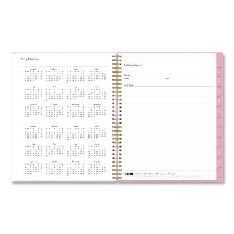 Mimi Pink Weekly/Monthly Planner, Floral Artwork, 11 x 8.5, Pink/Blue/Rose Cover, 12-Month (Jan to Dec): 2026