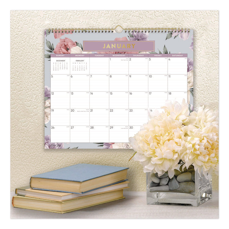 Tula Monthly Wall Calendar, Floral Artwork, 15 x 12, White/Multicolor Sheets, 12-Month (Jan to Dec): 2026