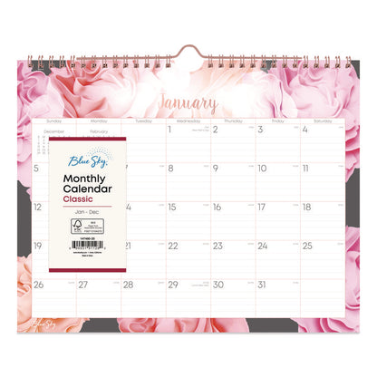 Joselyn Monthly Wall Calendar, Floral Artwork, 11 x 8.75, White/Multicolor Sheets, 12-Month (Jan to Dec): 2026