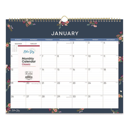 Ashlyn Monthly Wall Calendar, Floral Artwork, 15 x 12, White/Blue/Pink Sheets, 12-Month (Jan to Dec): 2026