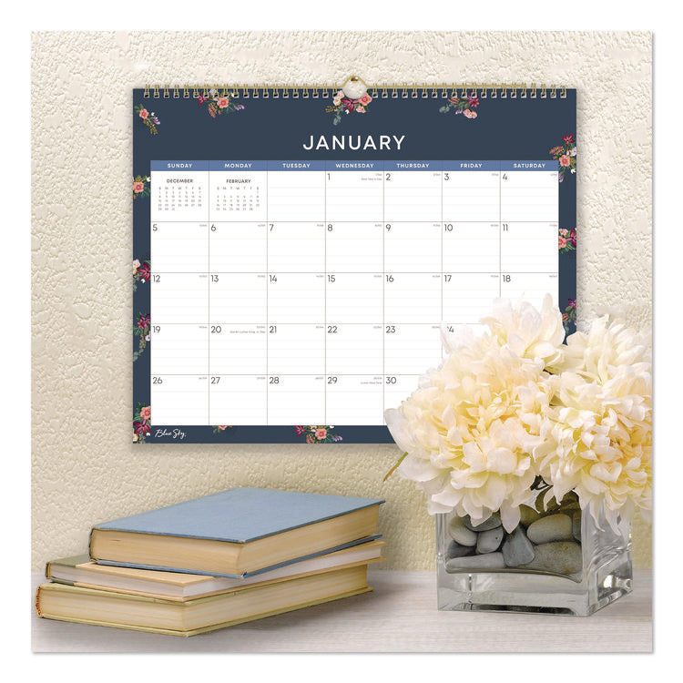 Ashlyn Monthly Wall Calendar, Floral Artwork, 15 x 12, White/Blue/Pink Sheets, 12-Month (Jan to Dec): 2026