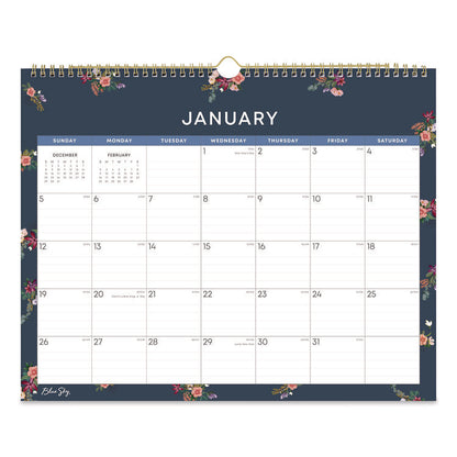 Ashlyn Monthly Wall Calendar, Floral Artwork, 15 x 12, White/Blue/Pink Sheets, 12-Month (Jan to Dec): 2026