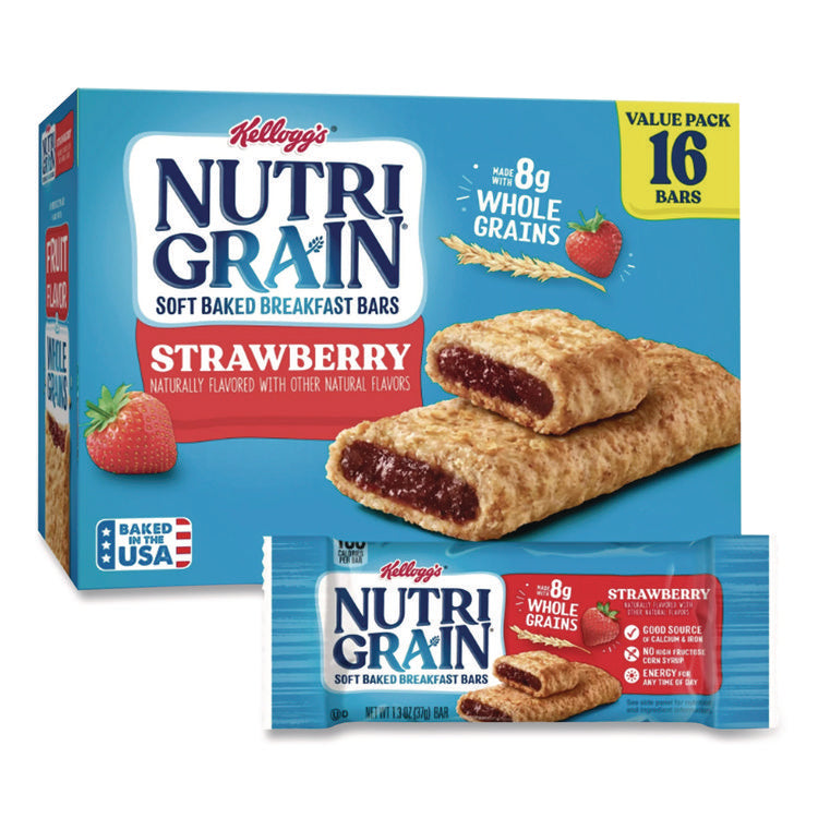Nutri-Grain Soft Baked Breakfast Bars, Strawberry, Indv Wrapped 1.3 oz Bar, 16/Box