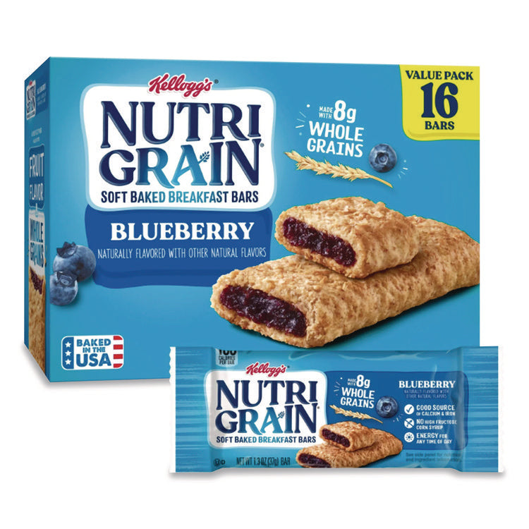 Nutri-Grain Soft Baked Breakfast Bars, Blueberry, Indv Wrapped 1.3 oz Bar, 16/Box