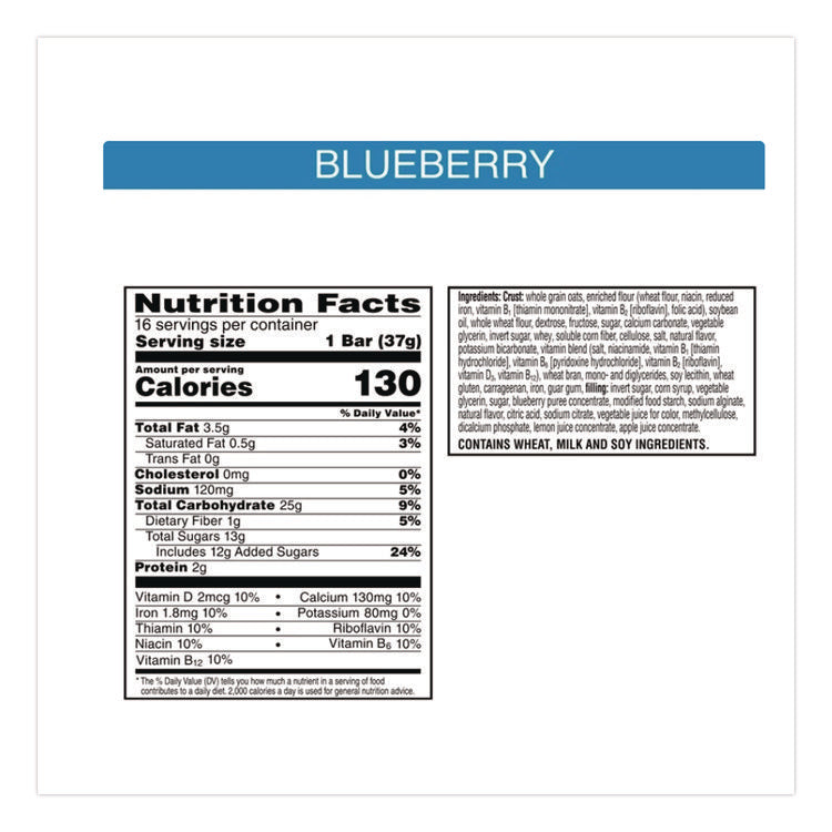 Nutri-Grain Soft Baked Breakfast Bars, Blueberry, Indv Wrapped 1.3 oz Bar, 16/Box