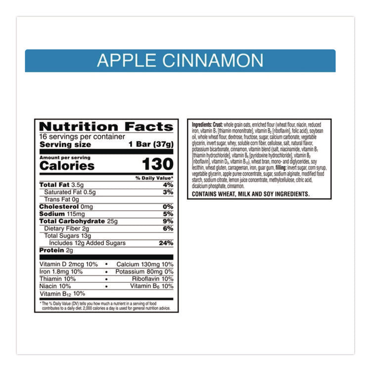 Nutri-Grain Soft Baked Breakfast Bars, Apple-Cinnamon, Indv Wrapped 1.3 oz Bar, 16/Box