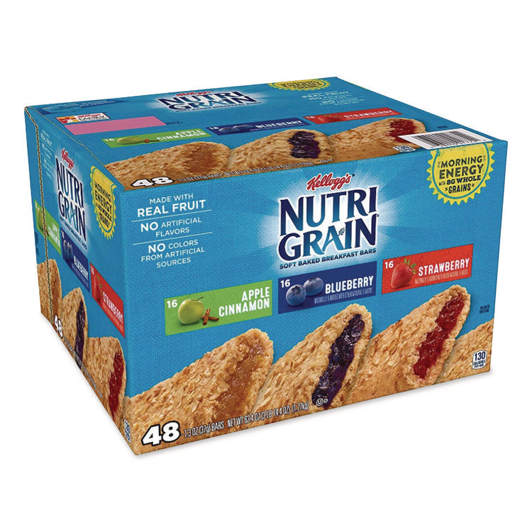 Nutri-Grain Soft Baked Breakfast Bars, Asstd: Apple, Blueberry, Strawberry, 1.3 oz Bar, 48/Carton
