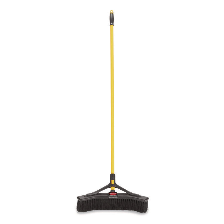 Maximizer Push-to-Center Broom, 18 x 58.13, Polyproylene Bristles, Steel Handle, Yellow/Black