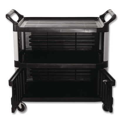 Xtra Equipment Cart, Plastic, 3 Shelves, 300 lb Capacity, 20.75" x 40.63" x 37.8", Black