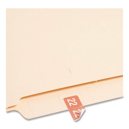 Yearly End Tab File Folder Labels, 22, 0.5 x 1, Pink, 25/Sheet, 10/Sheets per Resealable Pegboard Display Pack, 250/Pack