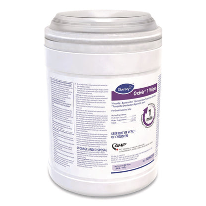 Oxivir 1 Wipes, 1-Ply, 10 x 10, Characteristic Scent, White, 60 Canister, 12 Canisters/Carton