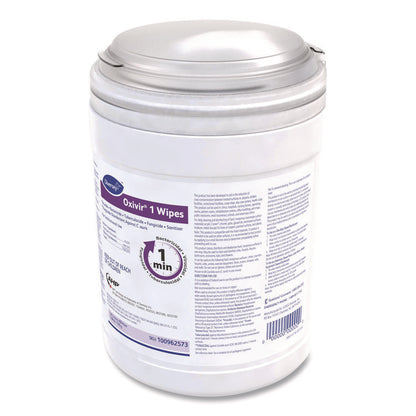 Oxivir 1 Wipes, 1-Ply, 10 x 10, Characteristic Scent, White, 60 Canister, 12 Canisters/Carton