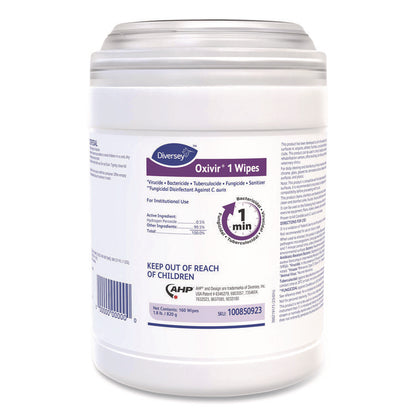 Oxivir 1 Wipes, 1-Ply, 6 x 7, 160/Canister, 12 Canisters/Carton